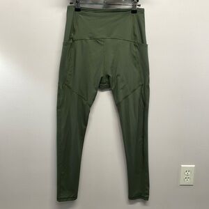 Thinx Moderate Absorbency Activewear Leggings High Rise Pockets Kale Green M